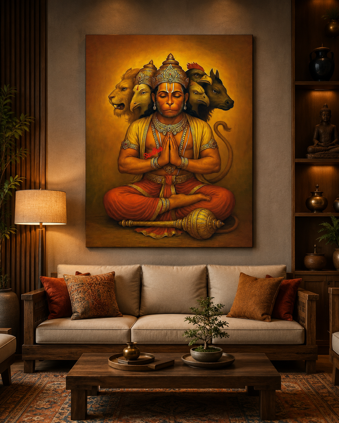 Panchmukhi Hanuman Divine Wall Poster Canvas