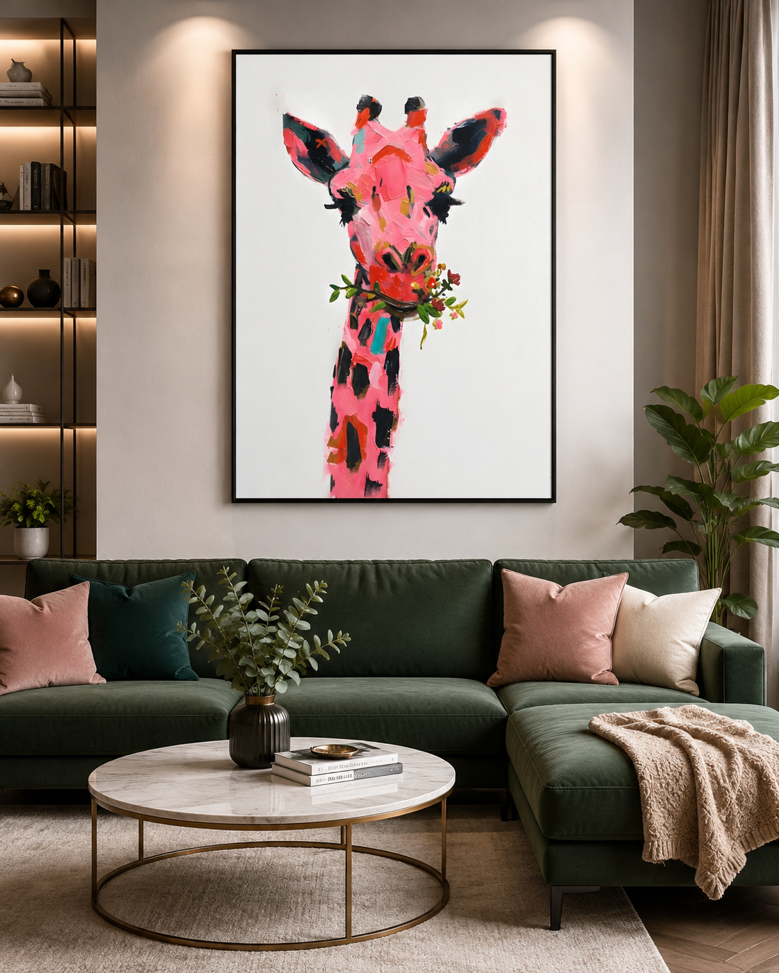 Pink Giraffe Pop Art – Modern Animal Wall Poster Canvas